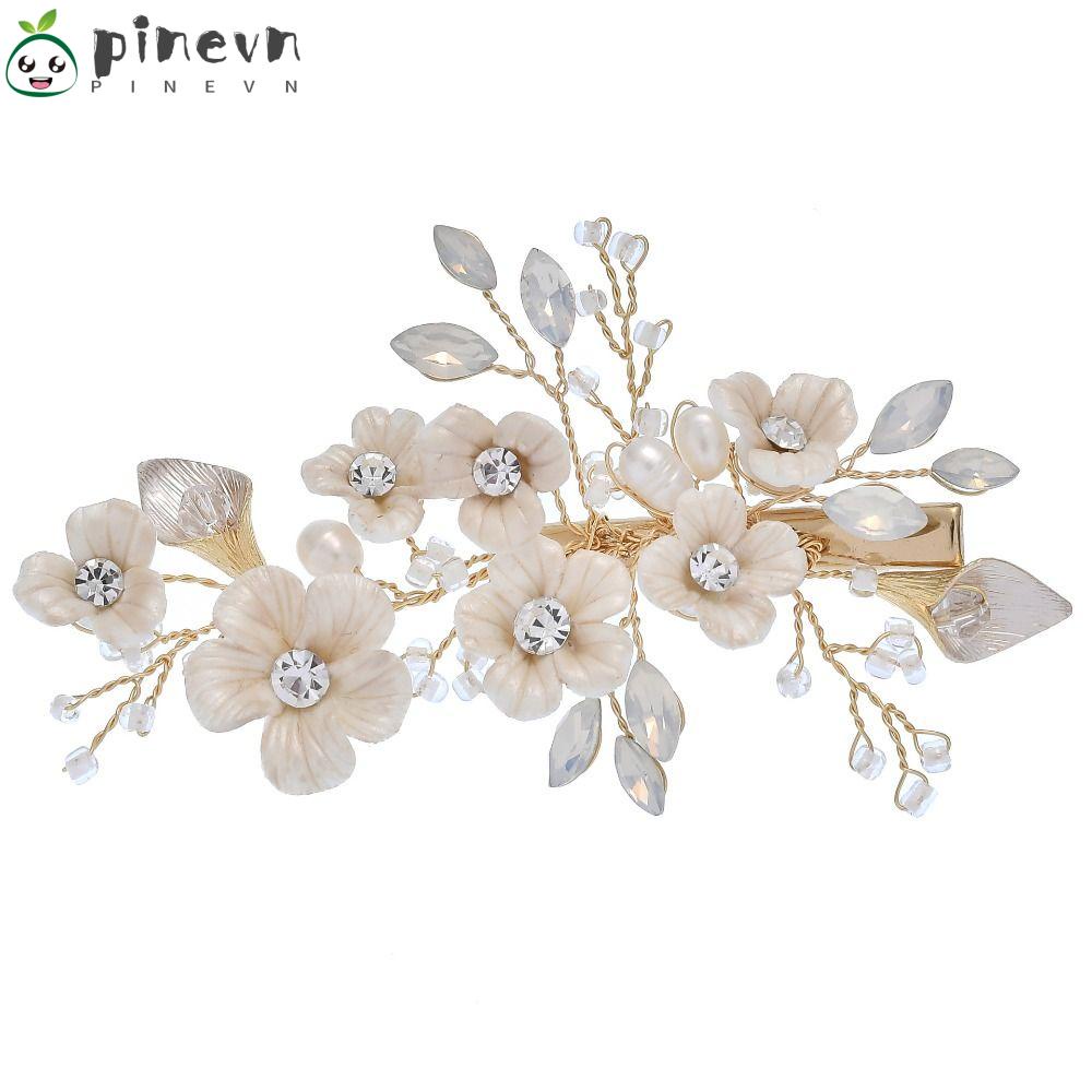 Lược Cài Tóc Hình Chiếc Lá Dành Cho Cô Dâu|Kẹp Tóc Đính Đá Lấp Lánh Thời Trang