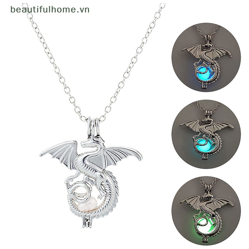[beautifulhome] Vòng cổ Hợp Kim Mặt Hình Rồng Phát Sáng Trong Bóng Tối Phong Cách Vintage Làm Quà Halloween Cho Nam [beauty]