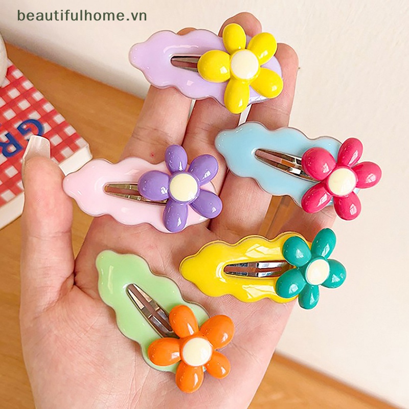 Bộ 2 Kẹp Tóc Hình Hoa Nhiều Màu Sắc Ngọt Ngào Dễ Thương