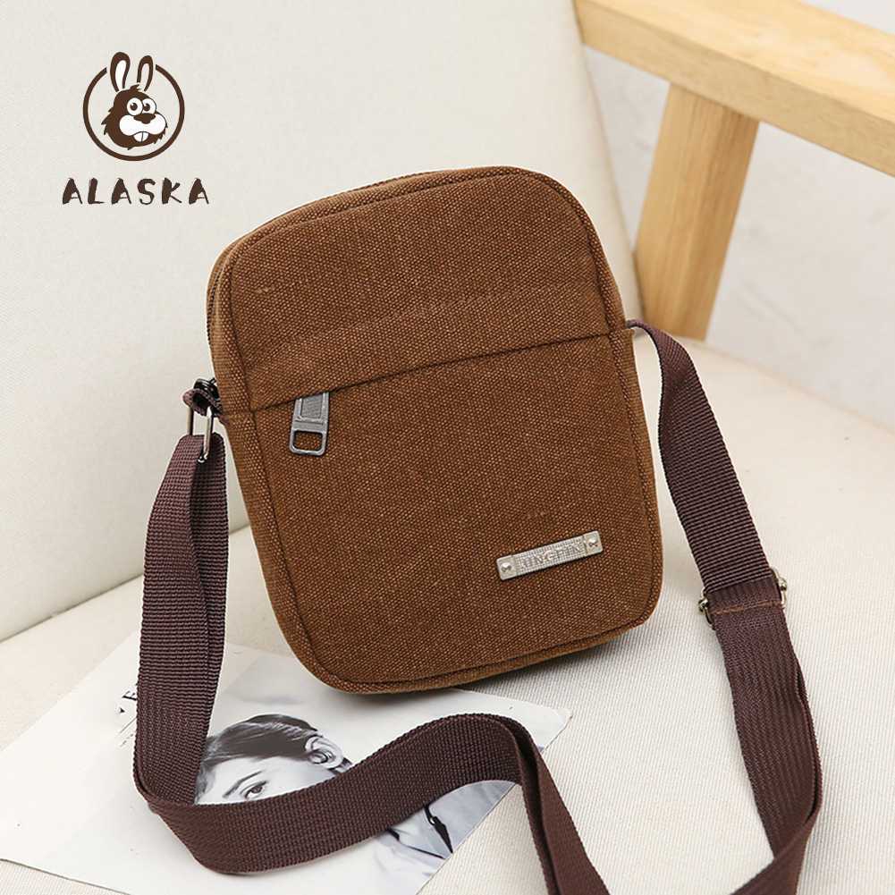 Túi Đeo Dưới Cánh Tay Vải Canvas Mềm Có Dây Kéo Đơn Giản Thời Trang Cho Nam [alaska.vn]