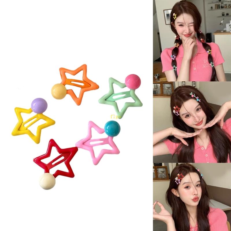 Set 5 Kẹp Tóc Hình Ngôi Sao Chống Trượt Sweet Y2K Cho Bé Gái