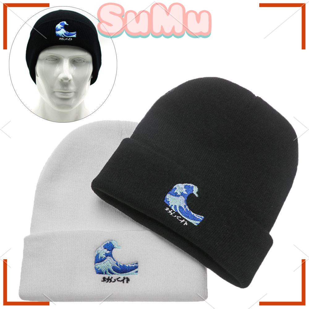 Mũ beanie Hip Hop Thêu Họa Tiết Gợn Sóng Phong Cách Harajuku Thời Trang