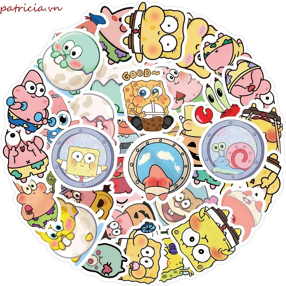 Set 63 Đề Can Dán Tường / Nhật Ký / Điện Thoại / Ván Trượt / Ván Trượt In Hình SpongeBob Patrick