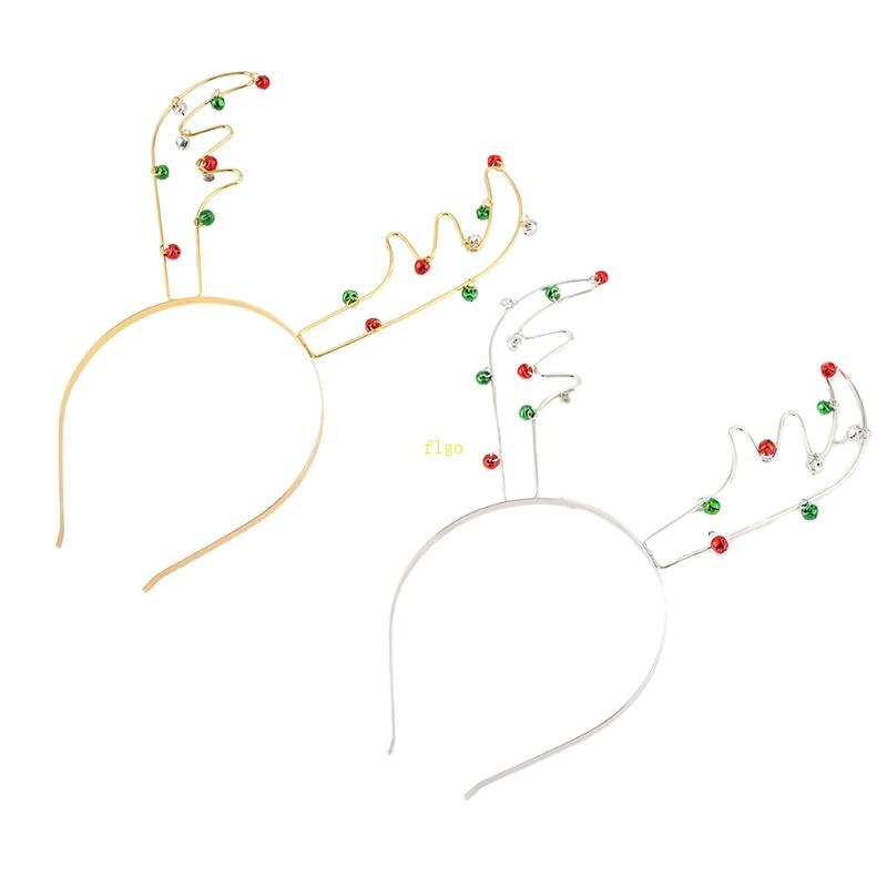 Băng Đô Cài Tóc Hình Sừng Hươu Có Chuông Nhiều Màu Sắc Bằng Kim Loại Cho Trẻ Em