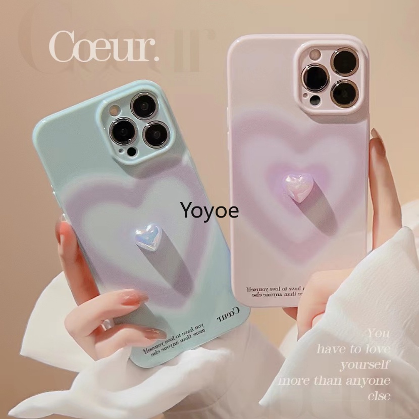 Ốp Điện Thoại Silicon TPU Mềm Chống Sốc Hình Trái Tim 3D Thời Trang Cho iPhone 14 13 12 11 Pro Max X XR XS Max 7 8 Plus