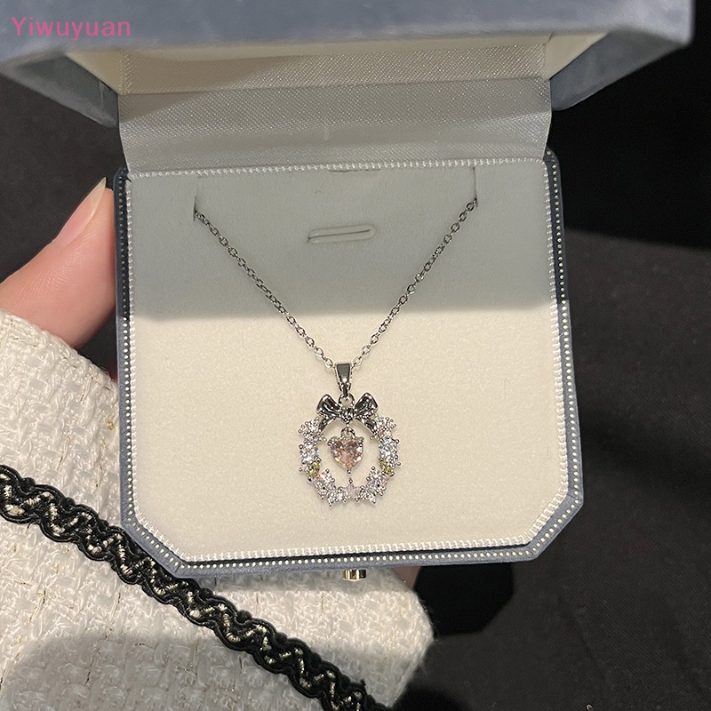 < Yiwuyuan > Vòng cổ Vòng Hoa Đính Đá Zircon Màu Bạc Đơn Giản Phong Cách Hàn Quốc Cho Nữ Mới