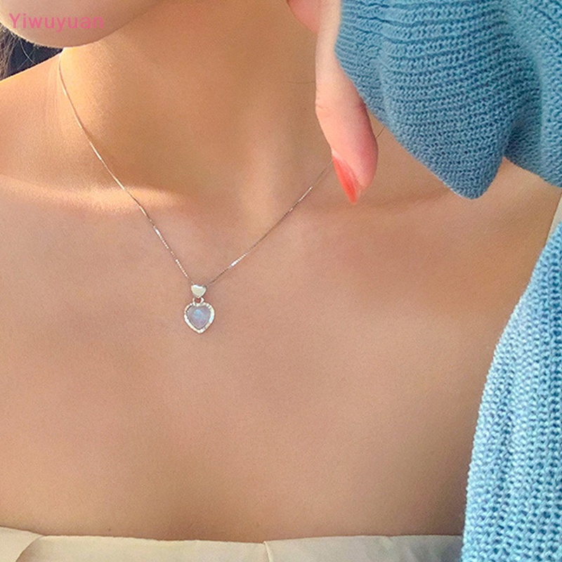 < Yiwuyuan > Vòng Cổ Choker Mặt Pha Lê Hình Trái Tim Thời Trang Mới Cho Nữ
