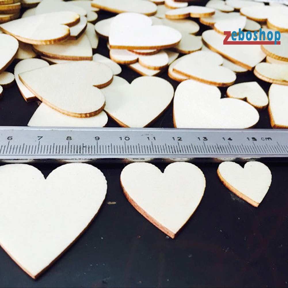 Bộ 100 Miếng Gỗ Hình Trái Tim 20 / 30 / 40mm Trang Trí Tiệc Cưới