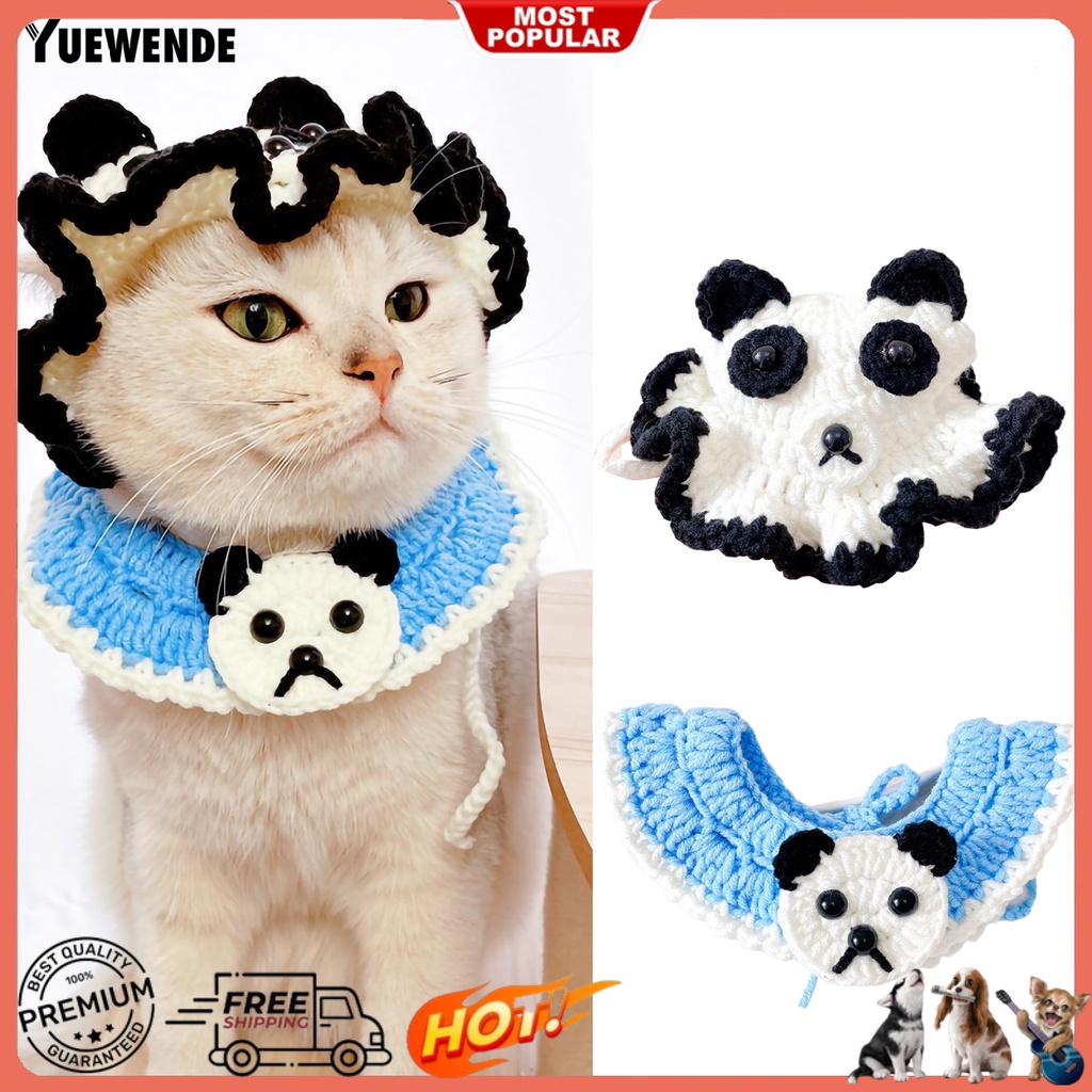 Băng Đô Đan Len Hình Gấu Trúc Dễ Thương Cho Mèo Cưng