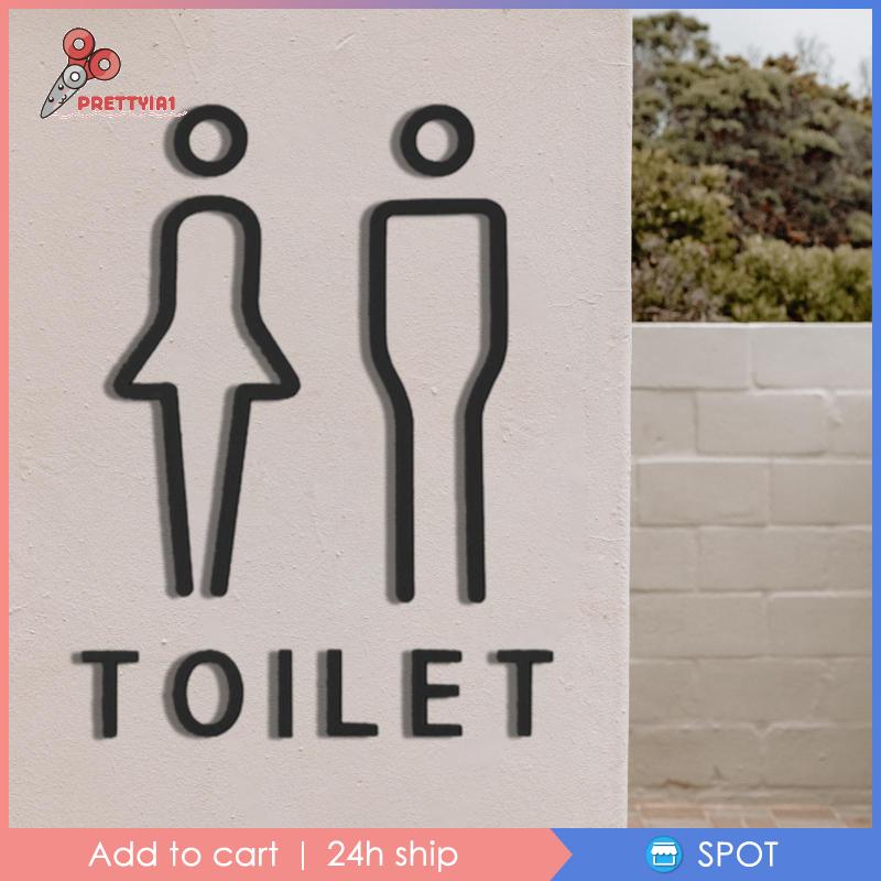 [Prettyia1] Set 2 Bảng Hiệu Toilet Phong Cách Bắc Âu Không Cần Khoan