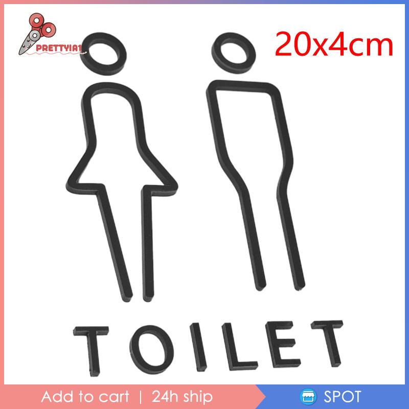 [Prettyia1] Set 2 Bảng Hiệu Toilet Phong Cách Bắc Âu Không Cần Khoan