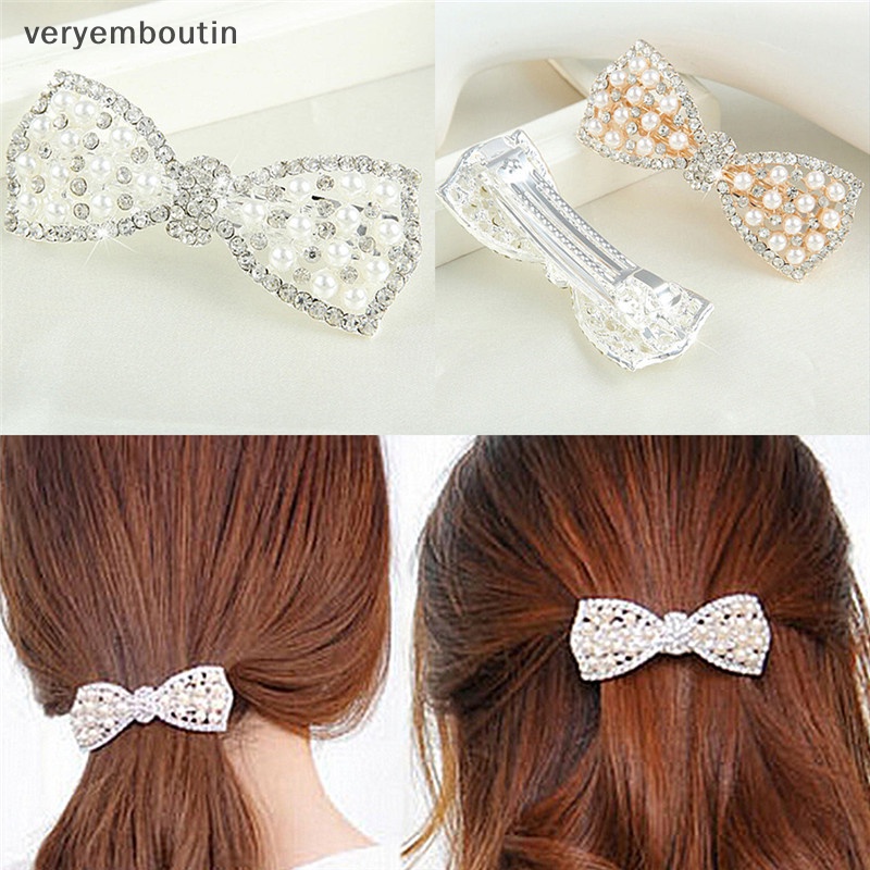 Kẹp Tóc Hình Nơ Đính Ngọc Trai Thời Trang Dành Cho Nữ