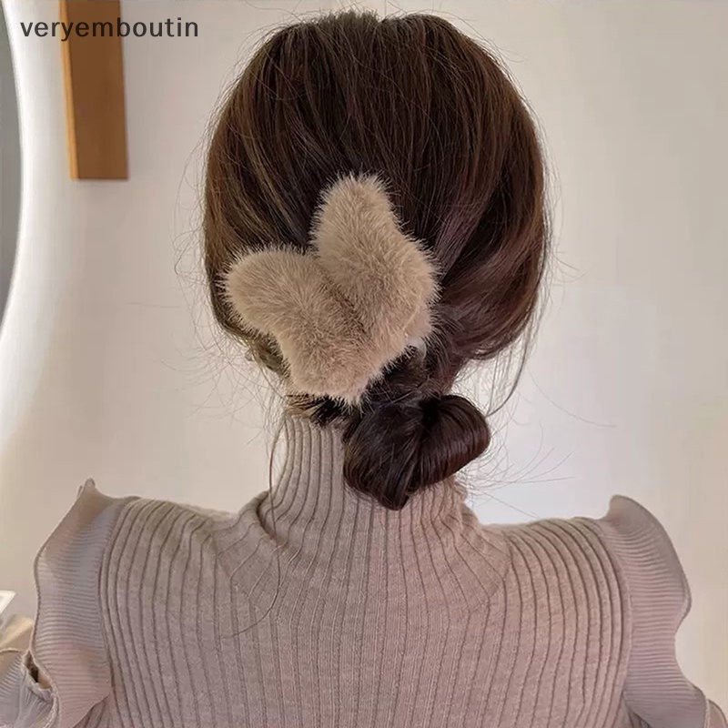 Kẹp Tóc Bướm / Cá Mập Bằng Vải Lông Nhung Màu Trơn Thanh Lịch Đơn Giản