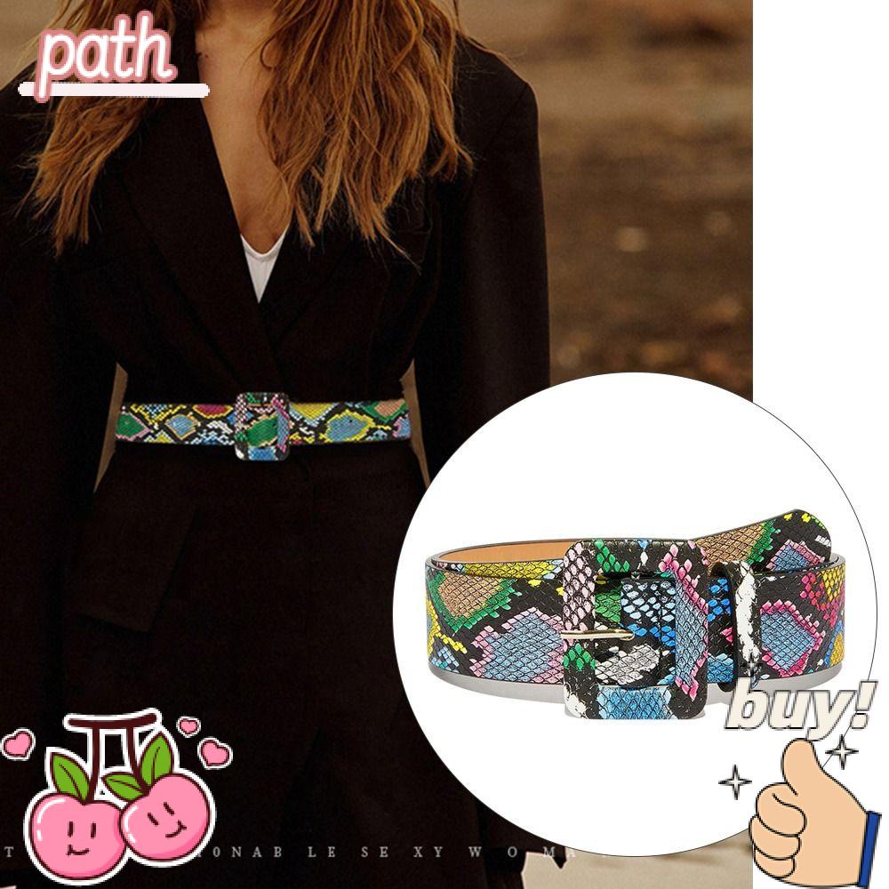 Thắt Lưng Da Họa Tiết Da Rắn Phối Khóa Gài Thời Trang Sang Trọng