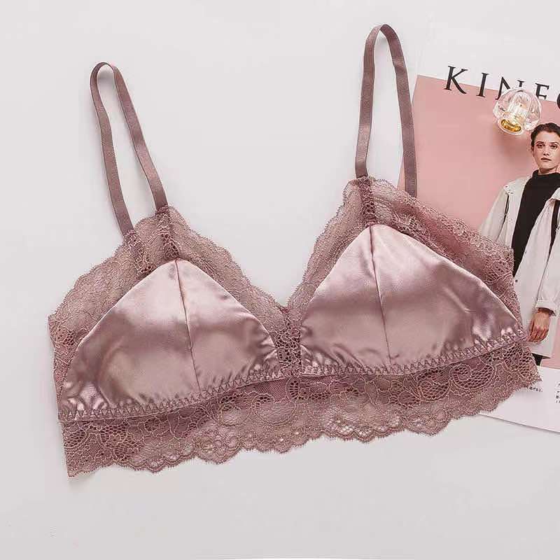 Áo Ngực Lụa Siêu Nhẹ Phối Ren Quyến Rũ Thoải Mái Cho Nữ