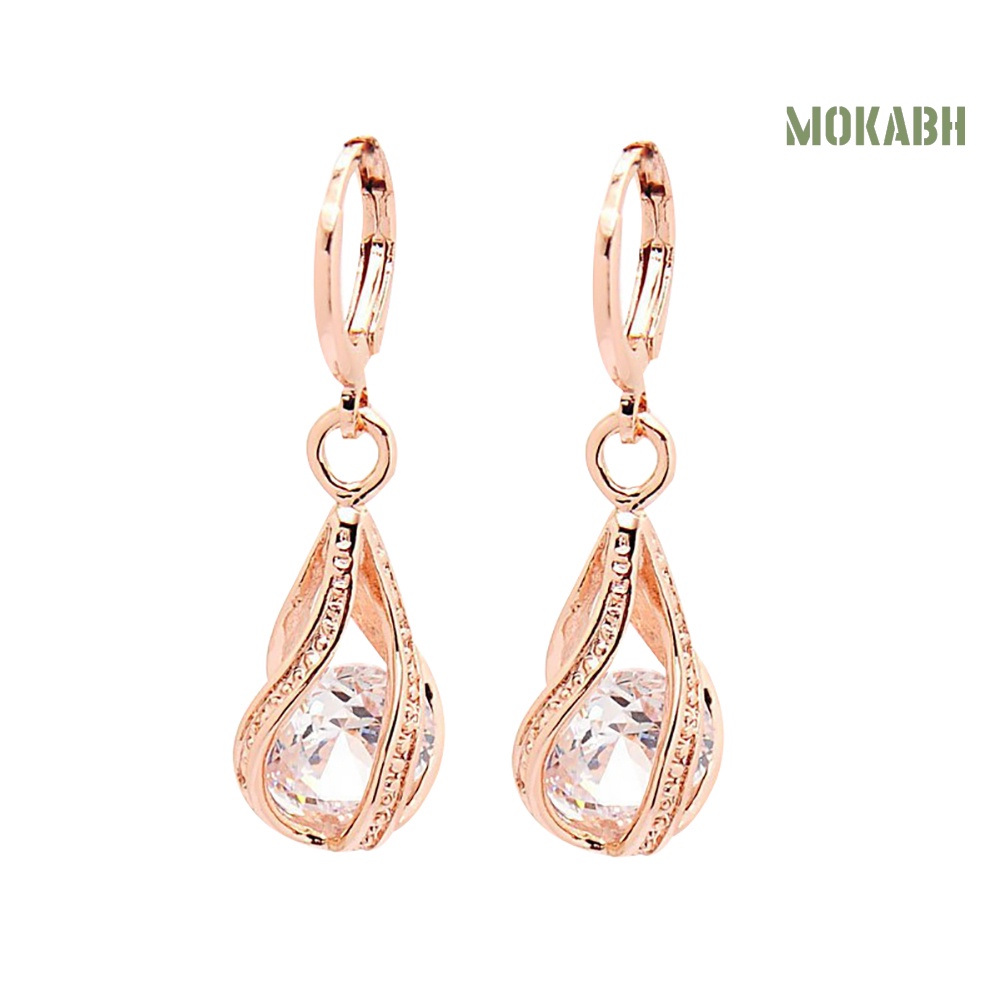 Bông Tai Dáng Dài Hình Giọt Nước Đính Đá Zircon Thời Trang Cho Nữ