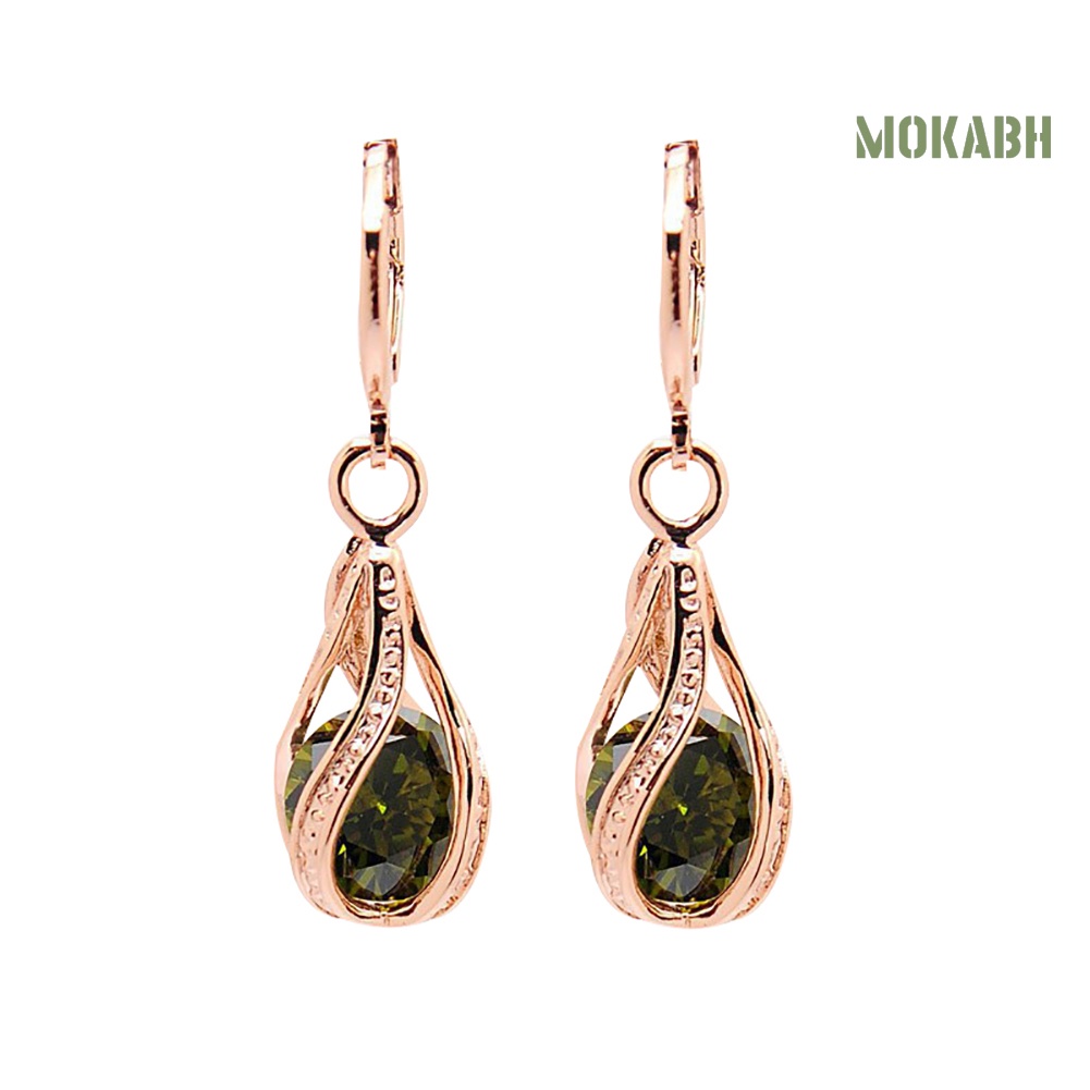 Bông Tai Dáng Dài Hình Giọt Nước Đính Đá Zircon Thời Trang Cho Nữ