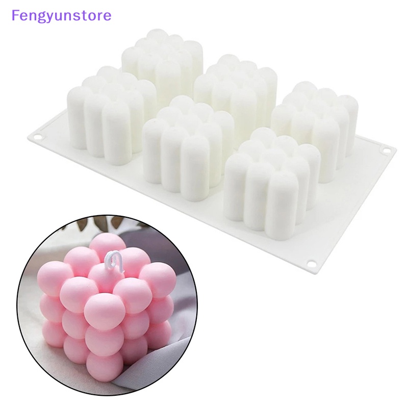 Khuôn Silicon Làm Bánh Mousse 6 Ngăn Tạo Hình Khối Rubik 3D DIY