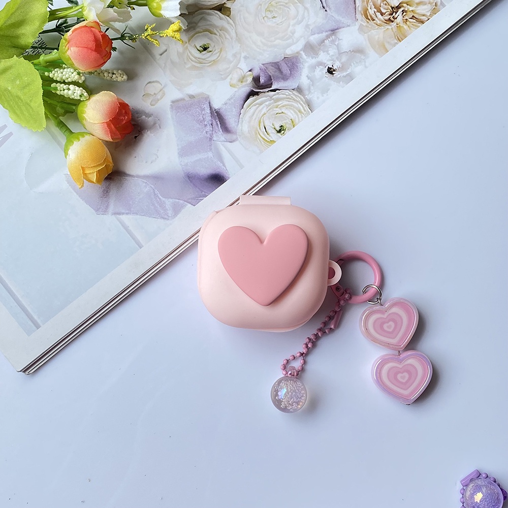 Vỏ Bảo Vệ Hộp Sạc Tai Nghe Samsung Galaxy buds live / buds2pro Galaxy buds 2 Bằng Silicon Họa Tiết Trái Tim Nhiều Màu Thời Trang