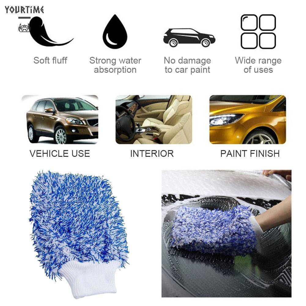 Găng Tay Lông Cừu San Hô Vệ Sinh Xe Ô Tô Tiện Lợi