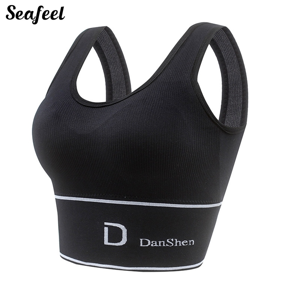 Áo Bra Thể Thao Màu Trơn Chữ U Không Đệm Ngực Chống Sốc Co Giãn Dành Cho Nữ