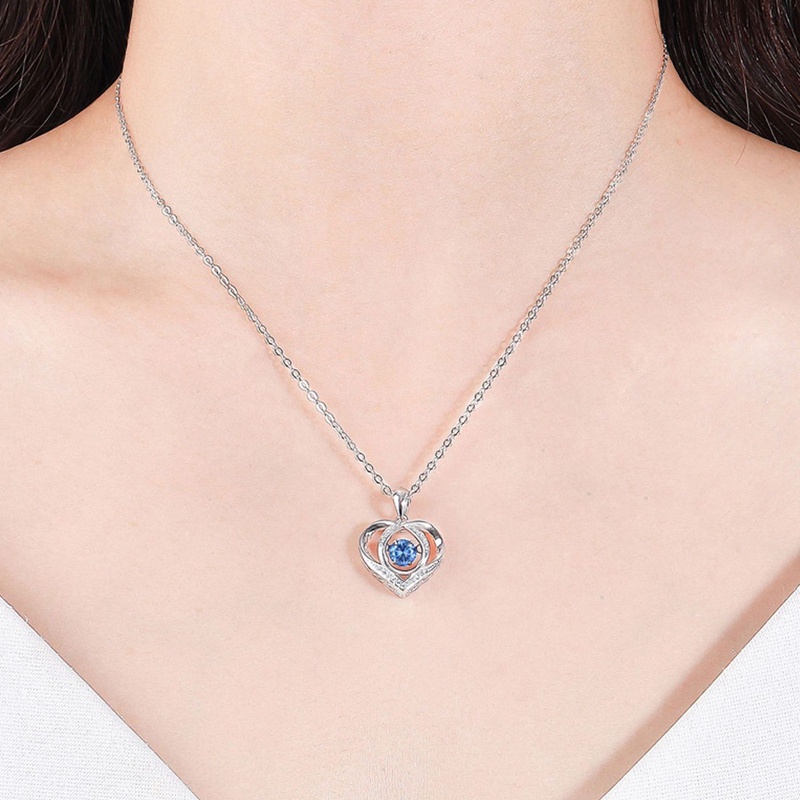 Ygt Vòng cổ Bằng Thép Không Gỉ Mặt Hình Trái Tim Đính Đá Pha Lê Màu Xanh Dương Sang Trọng Thời Trang Cho Nữ