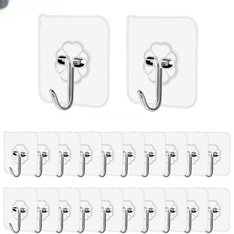 Móc Treo Đồ Dán Tường Trong Suốt Chịu Tải Nặng Đa Năng Cho Nhà Bếp Nhà Tắm