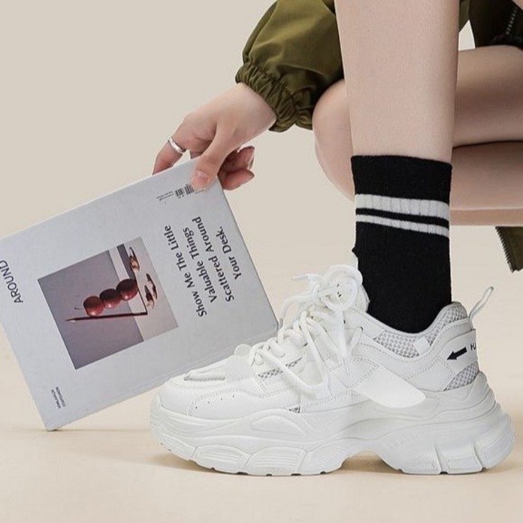 Giày Thể Thao Đế Mềm Phối Lưới Thoáng Khí Màu Trơn Thời Trang Cho Nữ