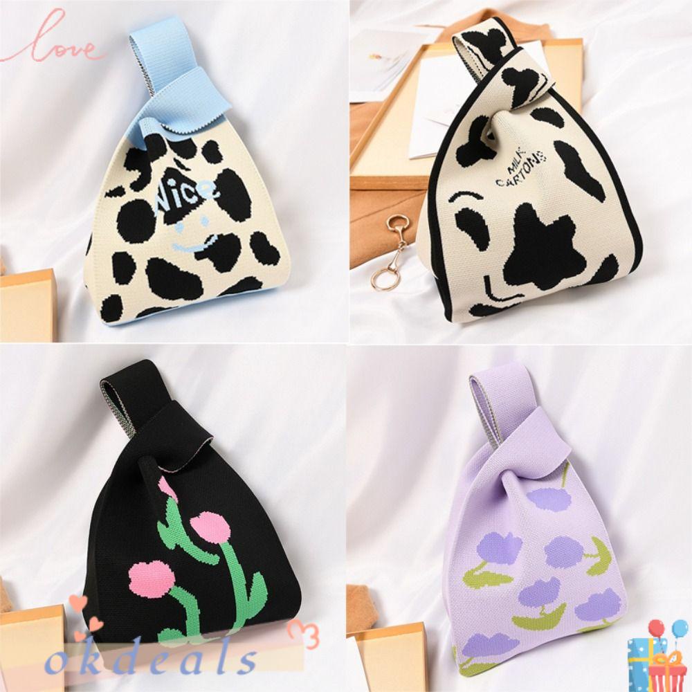 Túi Xách Mua Sắm Đan Len Đeo Cổ Tay Thiết Kế Thắt Nút Độc Đáo Cho