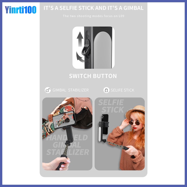 Gậy Chụp Ảnh Tự Sướng Yinrti L09 Có Đèn Kết Nối Bluetooth Đa Năng