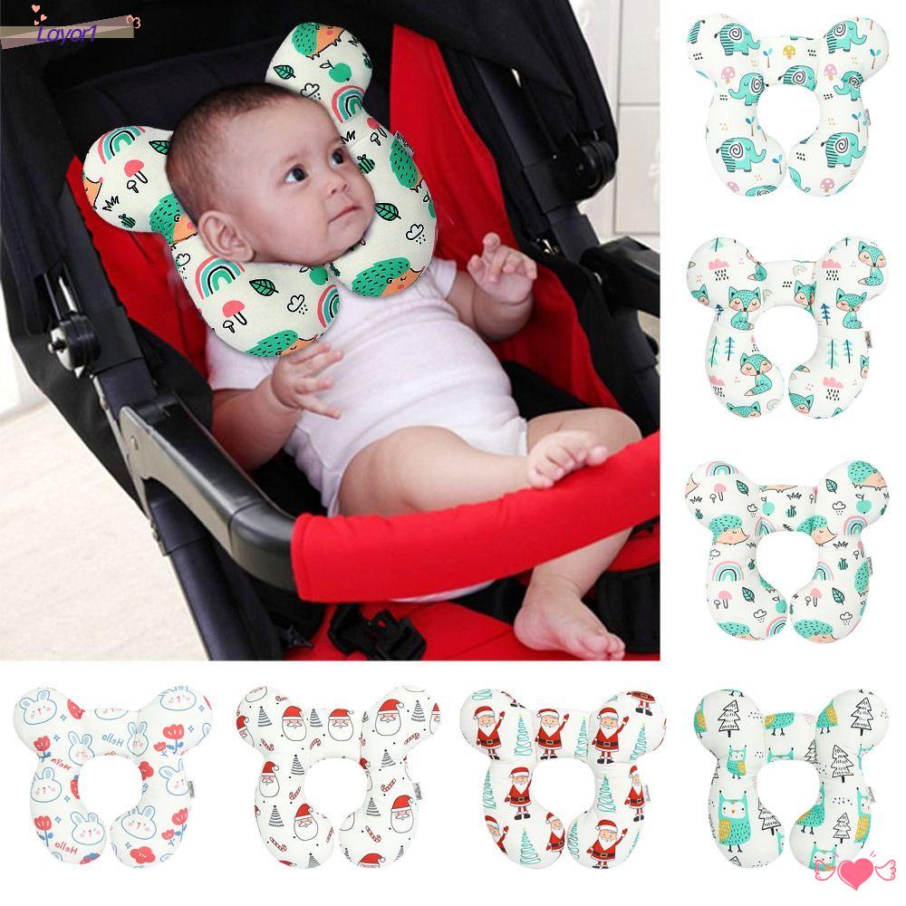 1 Gối Bảo Vệ Đầu Và Cổ Gắn Xe Đẩy Em Bé Họa Tiết Hoạt Hình Dễ Thương