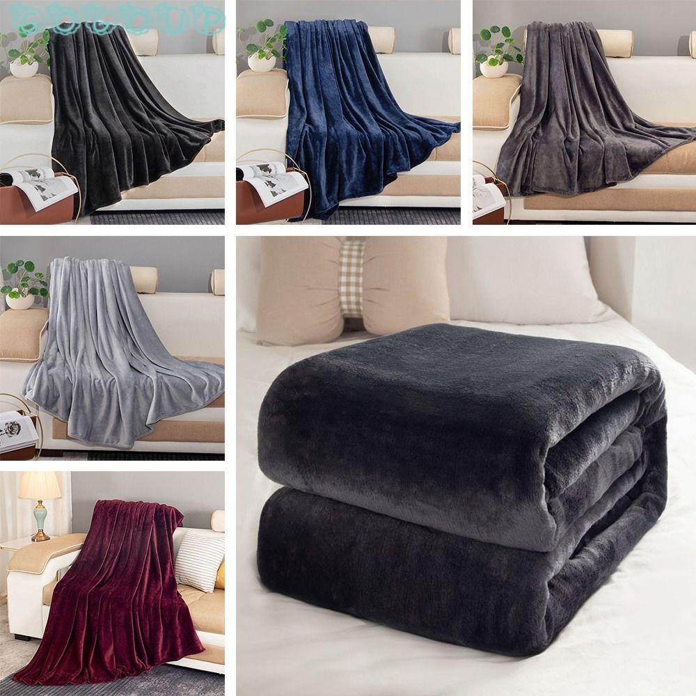 Gogoup Vải Flannel Hai Mặt Hình Chữ Nhật Màu Trơn Trang Trí Nhà Cửa Vào Mùa Đông