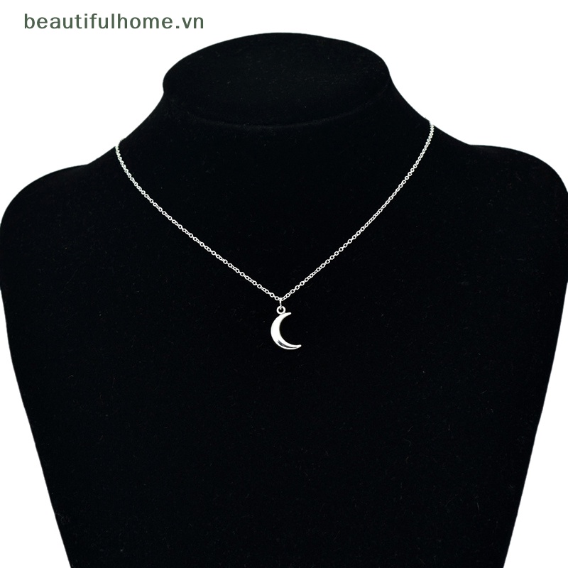 [beautifulhome] Vòng Cổ Choker Kim Loại Mặt Hình Mặt Trăng Đơn Giản Dễ Thương Màu Bạc Phong Cách Bohemia Dành Cho Nữ [beauty]