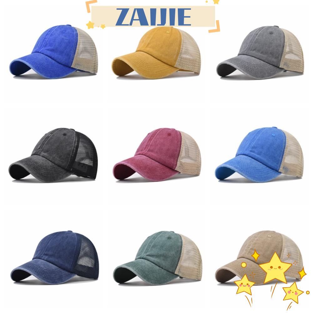 Nón Lưỡi Trai Denim Phối Lưới Thoáng Khí Phong Cách Hip Hop ZAIJIE24