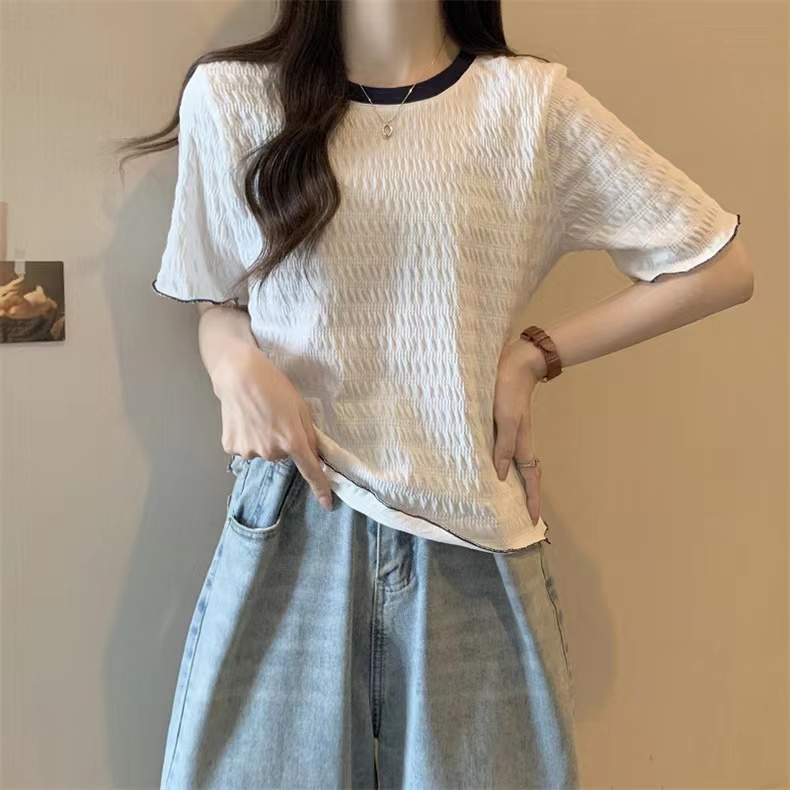 NZN Áo Thun Tay Ngắn Cổ Tròn Màu Trơn Dáng Rộng Thời Trang Hàn Quốc Cho Nữ