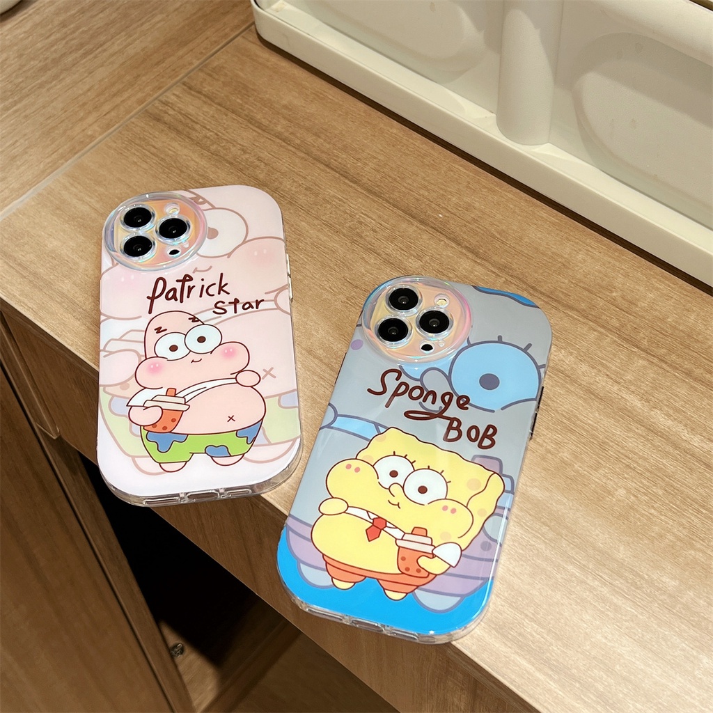 Ốp Điện Thoại TPU Mềm Trong Suốt Chống Rơi Hình Spongebob Có Dây Đeo Chéo Cho iPhone 14 13 12 11 Pro Max