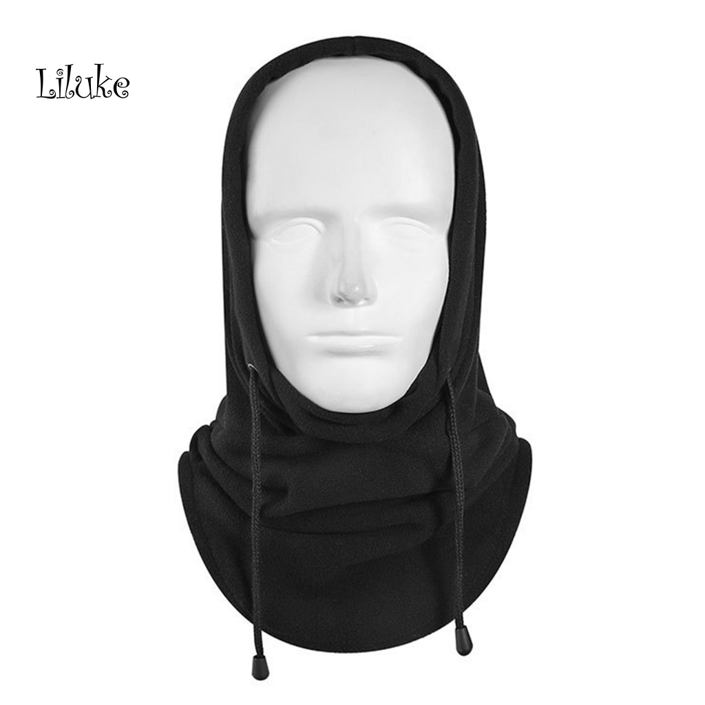 Lk Mũ Balaclava Vải Lông Cừu Không Vành Dày Dặn Màu Trơn Có Dây Rút Bảo Vệ Tai Dùng Khi Lái Xe