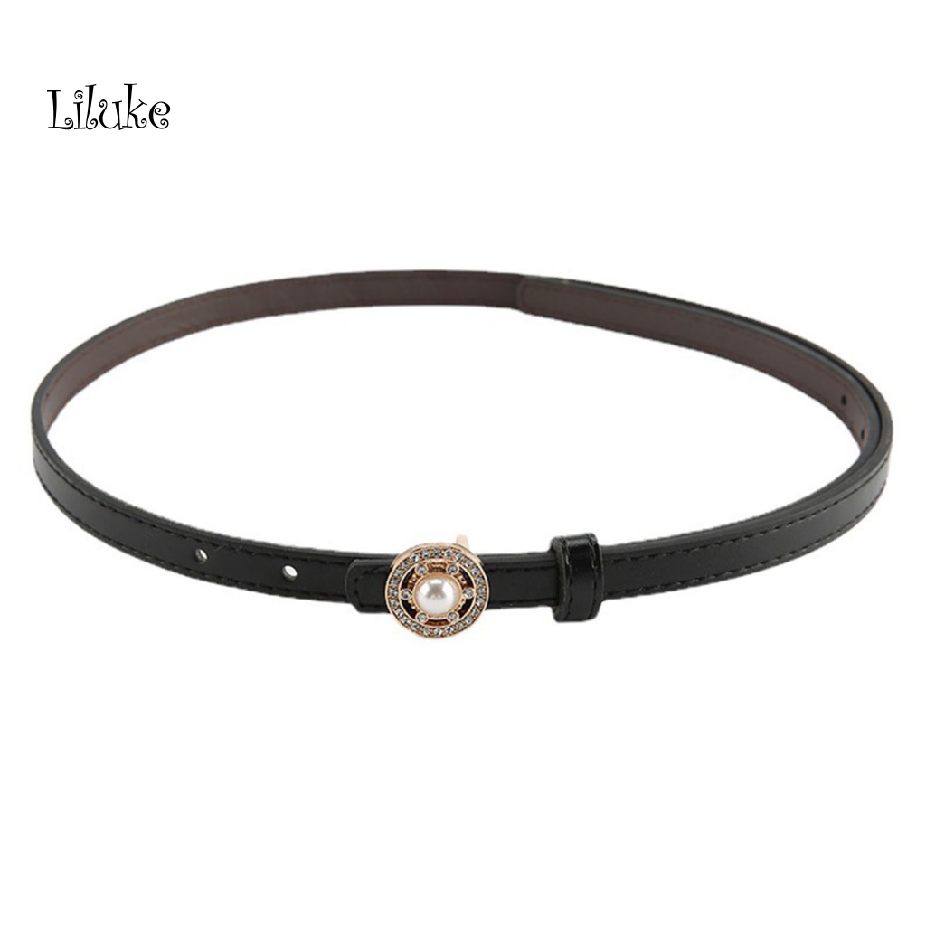 Thắt Lưng Nữ Giả Da Màu Trơn Đính Ngọc Trai Thời Trang