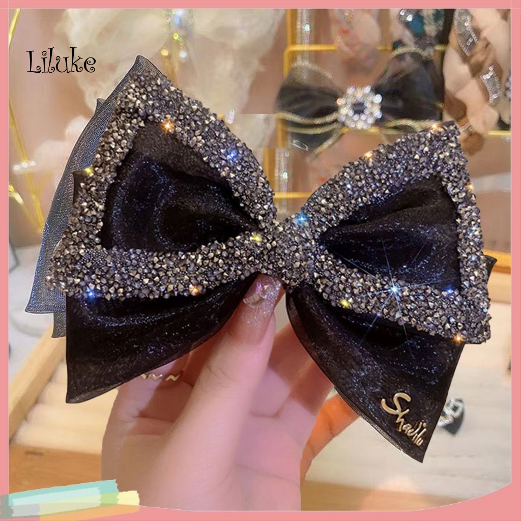 Kẹp Tóc Hợp Kim Trang Trí Nơ Đính Đá Xinh Xắn Cho Nữ