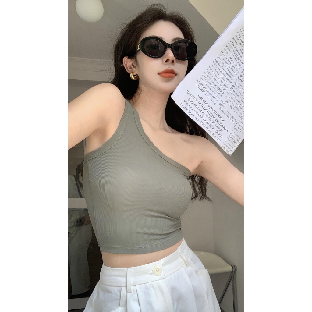 Áo Croptop Thể Thao Lệch Vai Mùa Hè Nóng Bỏng Cho Nữ