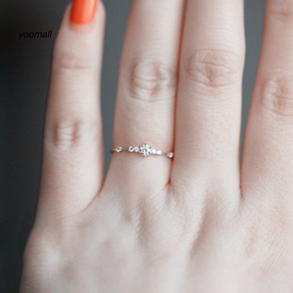 Nhẫn Đính Hôn Bằng Kim Loại Dát Đá Chống Gỉ Cho Nữ