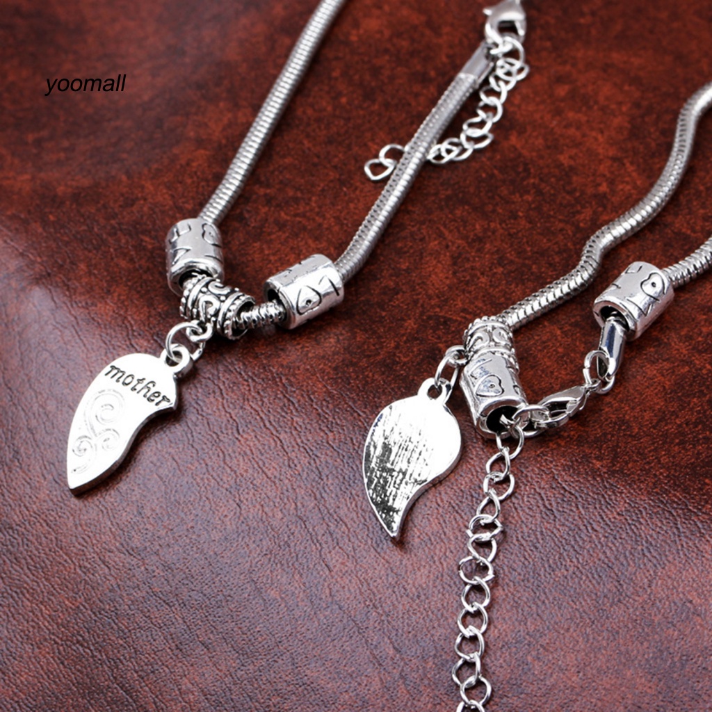 Bộ 2 Vòng Đeo Tay Bằng Hợp Kim Không Gỉ Hình Trái Tim Dành Cho Mẹ Và Bé