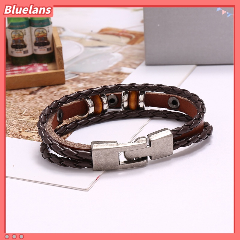 [BLS] Vòng Tay Da Nhiều Lớp Phong Cách Âu Mỹ Thời Trang Cho Nam