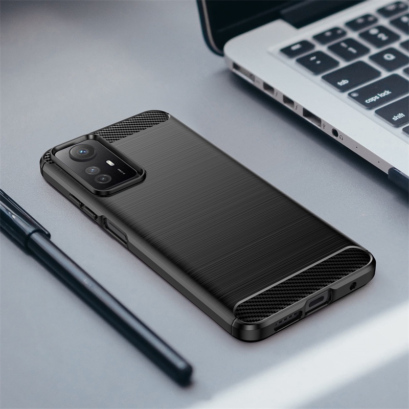 For Xiaomi Redmi Note 12S 12 Pro Plus 12Pro+ Note12Pro 4G 5G Ultra Thin Soft TPU Silicone Carbon Fiber Matte Shockproof Case Cover Casing