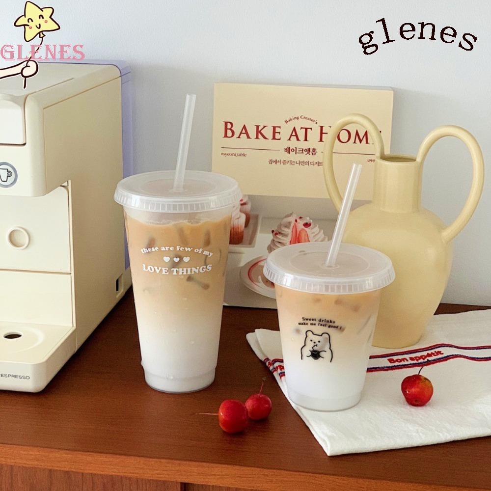 Bình Nước Nhựa Có Ống Hút Họa Tiết Hoạt Hình Dễ Thương