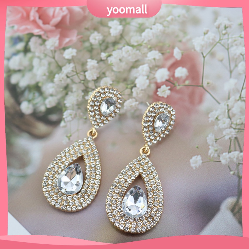 [YM] Bông Tai Xỏ Lỗ Dạng Chuỗi Hạt Kim Cương Phong Cách Âu Mỹ Cho Nữ