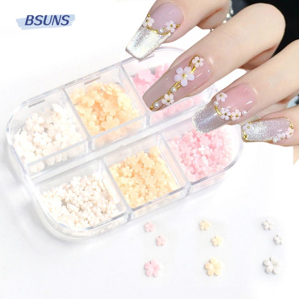 BSUNS Phụ Kiện Trang Trí Móng Tay Hình Hoa Năm Cánh Bằng Resin