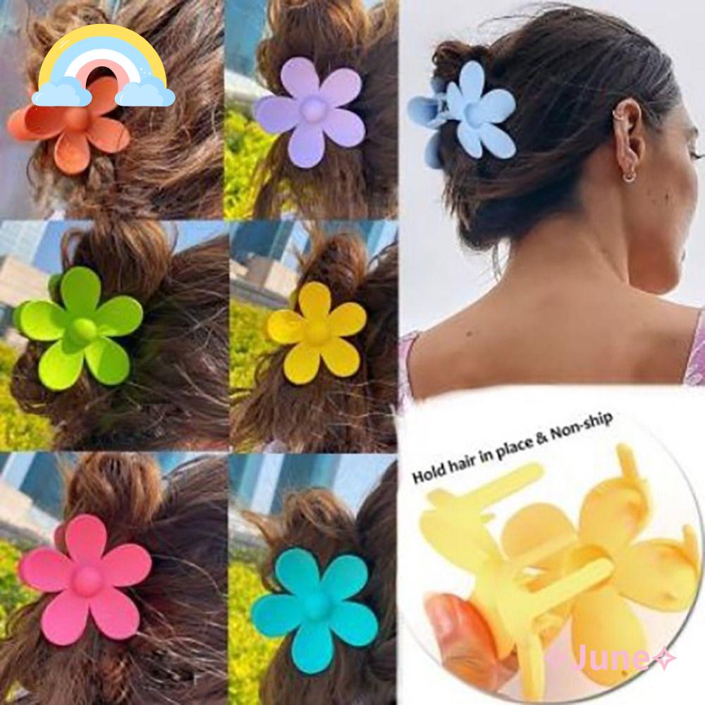 JUNE Bộ 3 Kẹp Tóc Càng Cua Bằng Nhựa Dày Thời Trang Cho Nữ