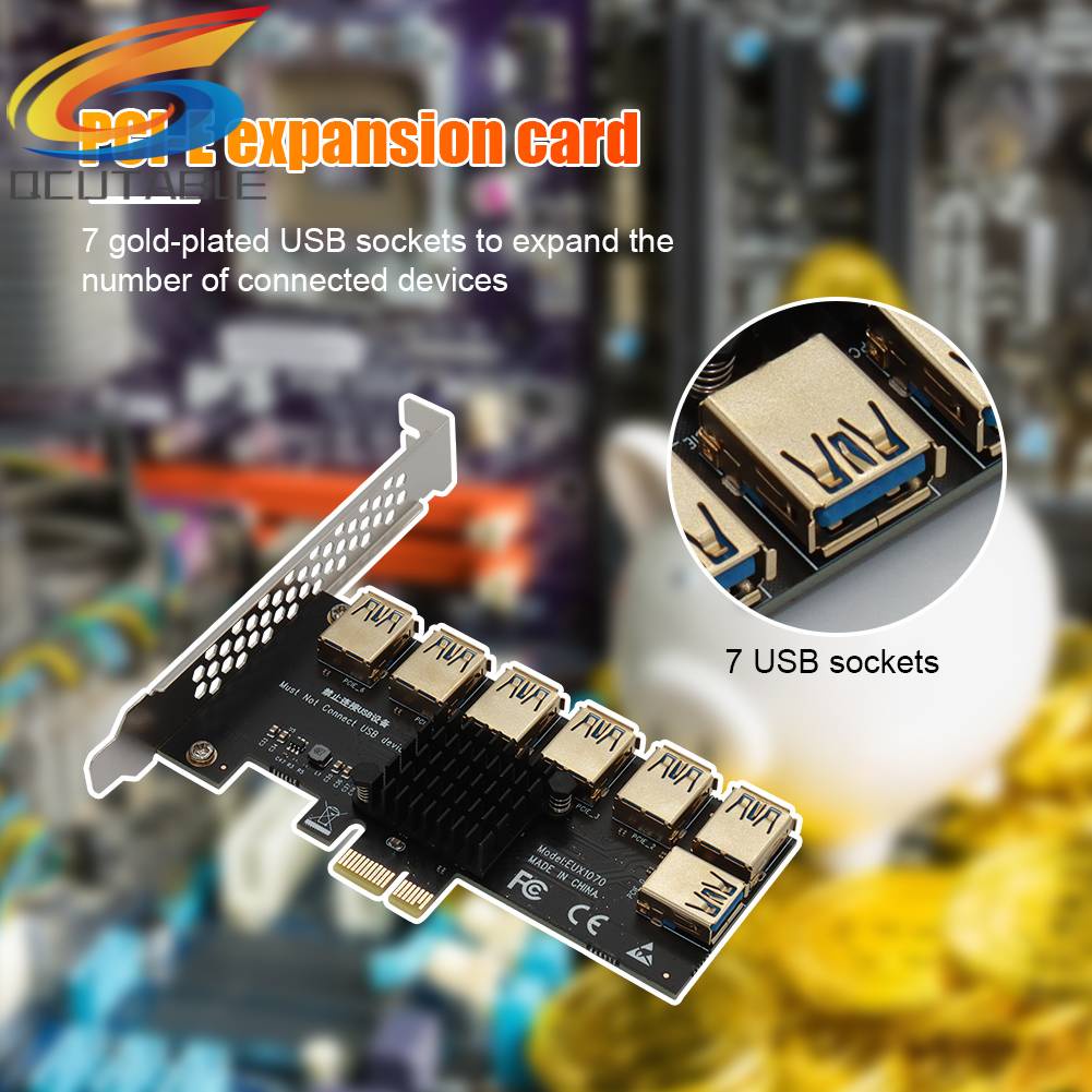 Card Mở Rộng PCI-E 1x 1 Sang 7 Kèm Cáp USB 3.0