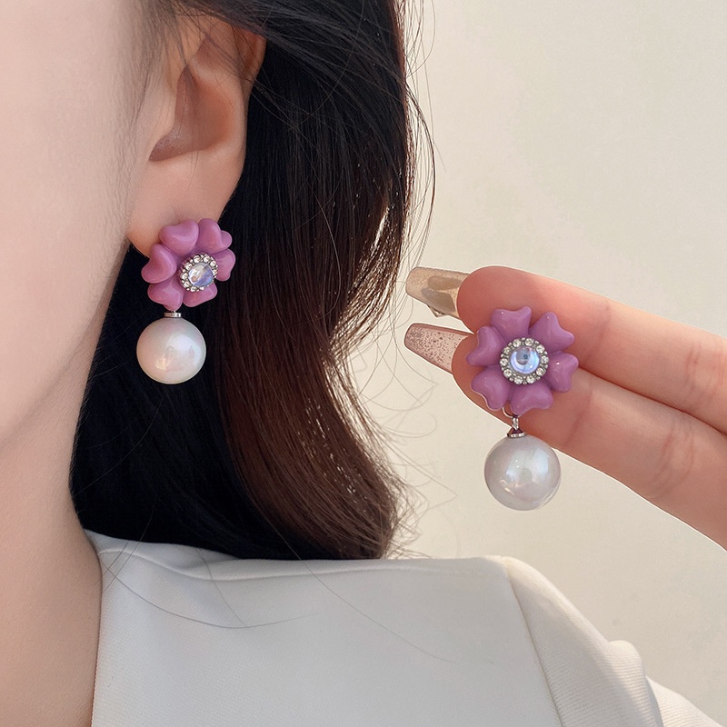 Bộ Bông Tai Mạ Bạc Hình Hoa Hồng Dễ Thương Thời Trang